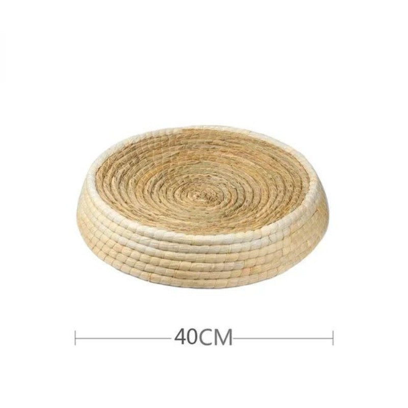 Straw Woven Cat Bed Bird Nest Cat Scratching Board Bowl-Shaped Pet Nest Cat Toy Supplies Hand-Woven Puppy Kennel Cat Straw Bed