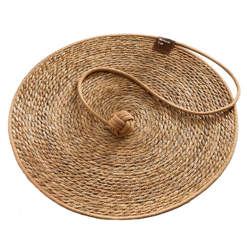 Natural Papyrus Round Rattan Cat Scratching Pad No Dandruff Pet