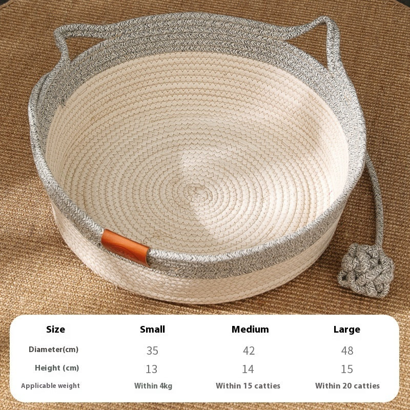 Cotton String Stitching Cute Woven Cat Nest Mat