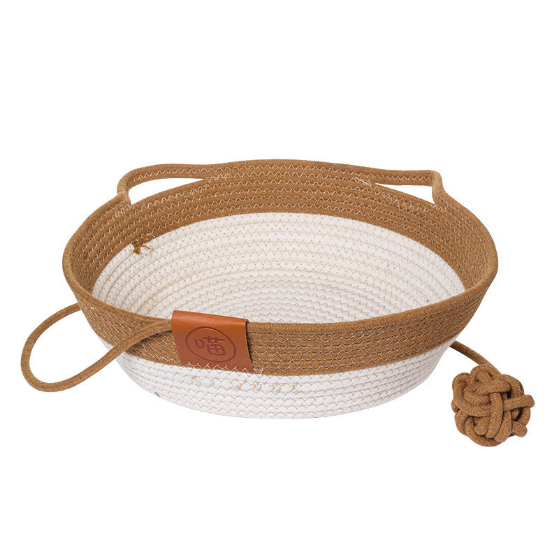 Cotton String Stitching Cute Woven Cat Nest Mat