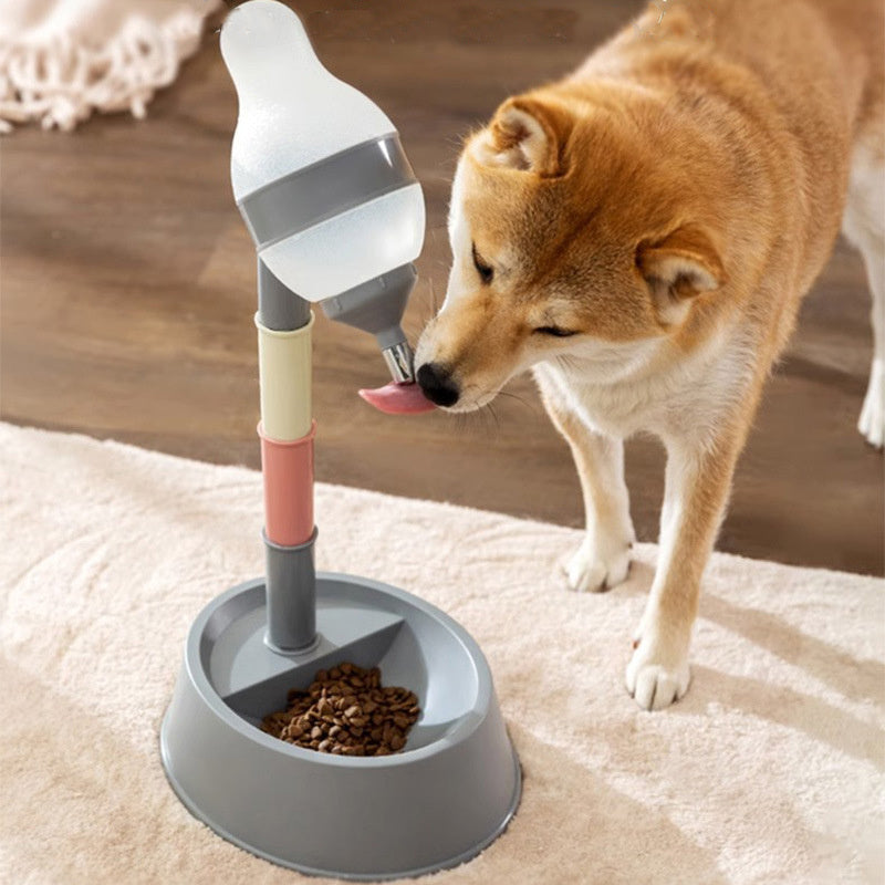 Pet Standing Water Dispenser Cat Dog Standing Bowl With Detachable Pole Automatically Feeding Water Height Adjustable