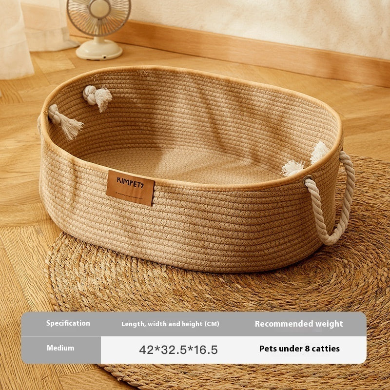 Cat Nest Summer Chopsticks Nest Four Seasons Universal Woven Cotton And Linen Basket