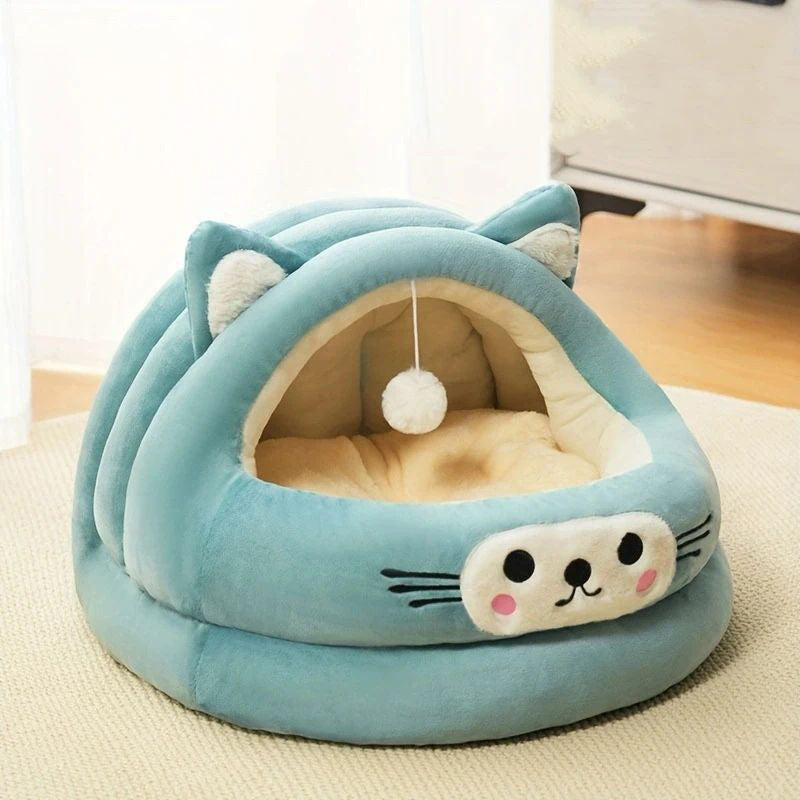 Cat Bed Semi-Enclosed Thickened Cat Ear Pet Nest Warm Pet Supplies For Autumn And Winter Universal Nest For All Seasons