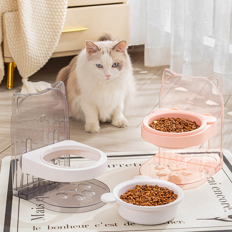 Bowl With Cat Ears For Pets Neck Protection Fixed Anti Spill Adjustable Height Cat Feeding Water Supply Removable Hanging Cage