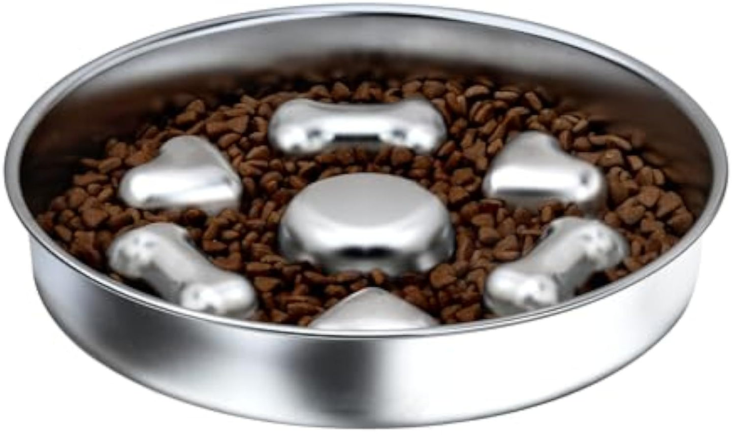 Slow Feeder Dog Bowls Non-Slip Metal Dog Food Bowls With Heart And Bones Design For Small Medium Large Dogs