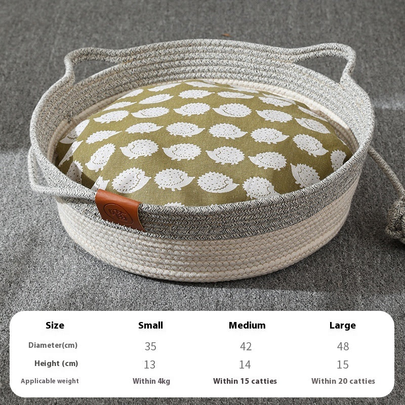 Cotton String Stitching Cute Woven Cat Nest Mat