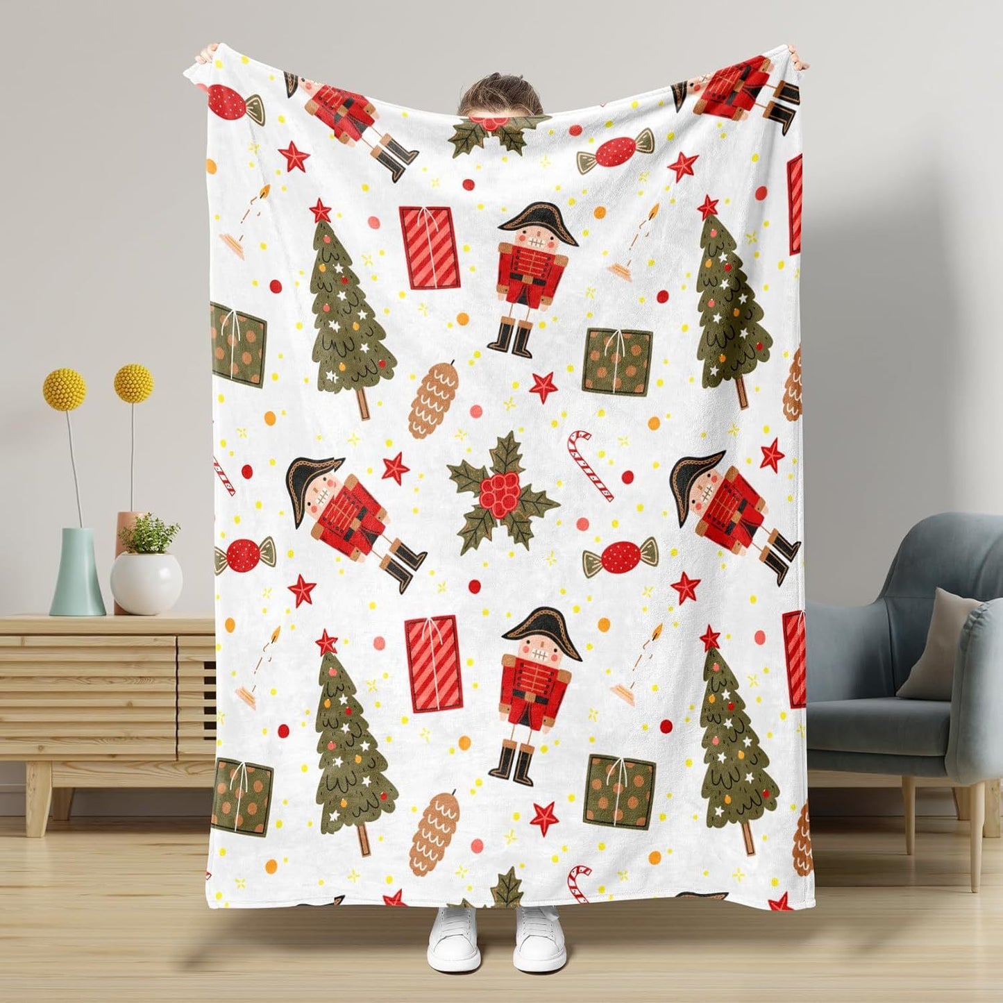 Nutcracker Pattern Blanket Boy Girl Christmas Gift Four Seasons Universal Suitable For Bed Sofa Decoration