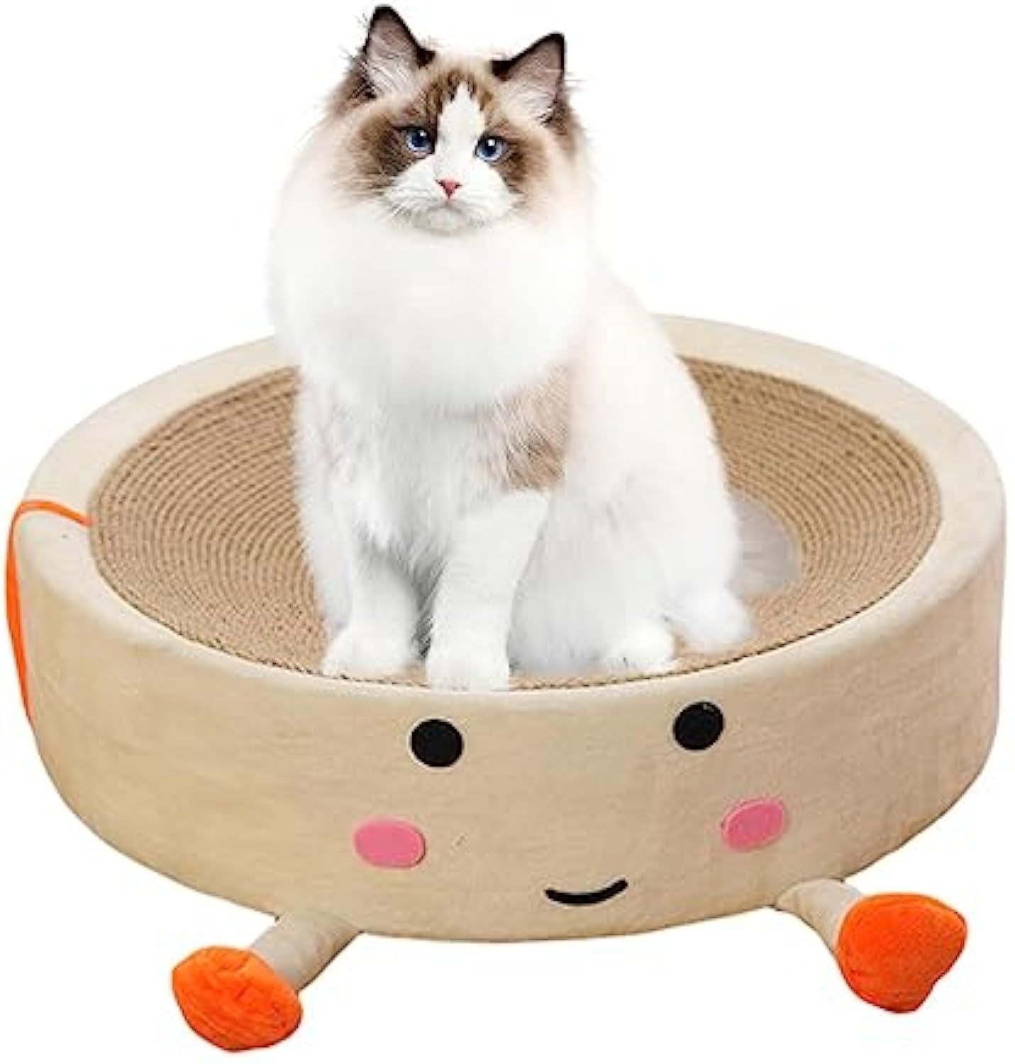 Cartoon Round Sisal Cat Scratching Board Cat Nest Integrated Large Cat Toy Wear Resistant Non-Shedding Cat Bed