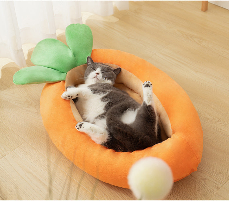 Carrot Dog Nesting Bed With Washable Soft And Breathable Blanket Small And Medium Pet Bed Puppy Cushion