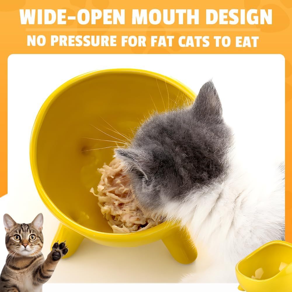 Cat Food Bowl For Cats And Small Dog Four-Legs Ceramic Cat Food And Water Bowls For Indoor Cute Cat Stability Food Dish
