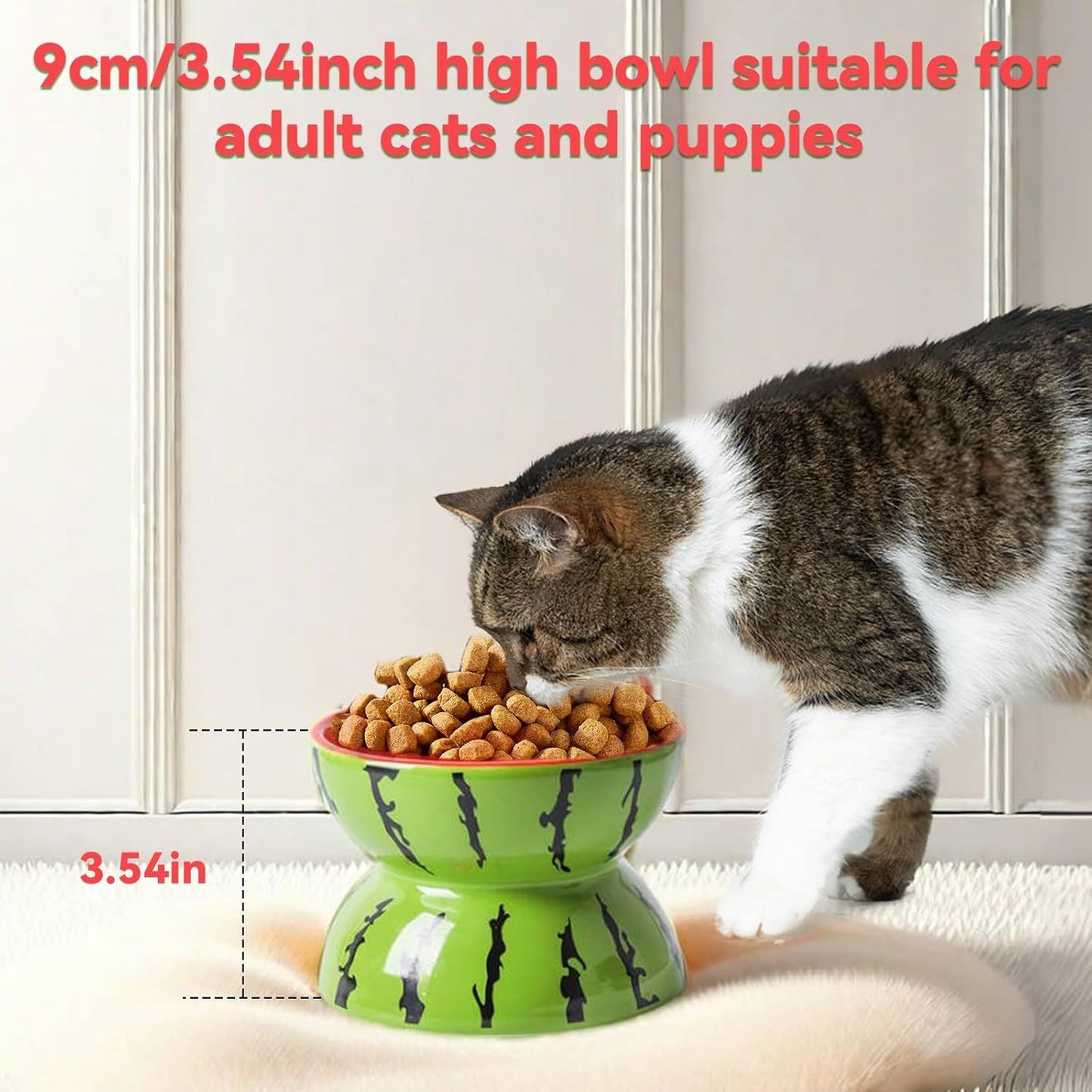 Ceramic Raised Cat Bowl 5In Elevated Wide Cat Bowl For Food And Water Anti Vomiting Tilted Pet Feeder Dish For Indoor Cats And Small Dogs