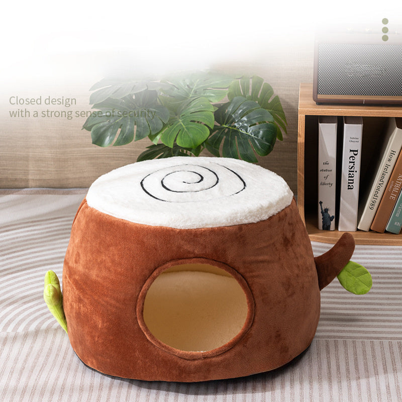 Four Season Universal Relief Pet Cat Nest, Transformable And Dual-use Double-layer Tree Stump Cat Nest Door And Double
