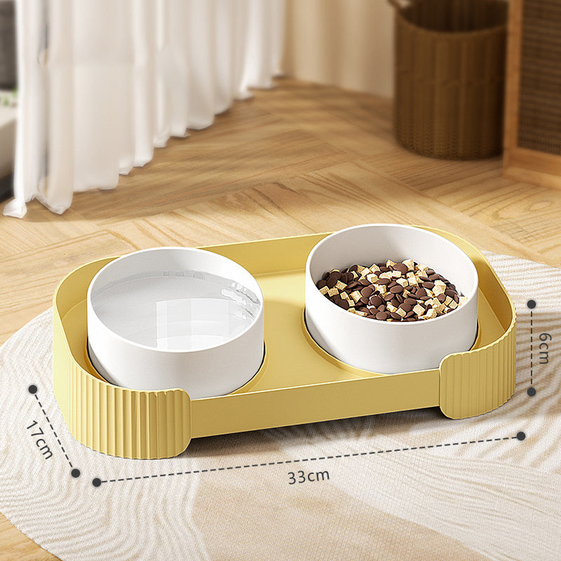 Ceramic Elevated Cat Bowls For Indoor Cats 15 Tilted Stand Anti Vomiting Raised Cat Food And Water Bowls Set Raised Cat Bowls With Non Slip Cat Bowl No Spill Bowl Dishes For Cats And Puppy