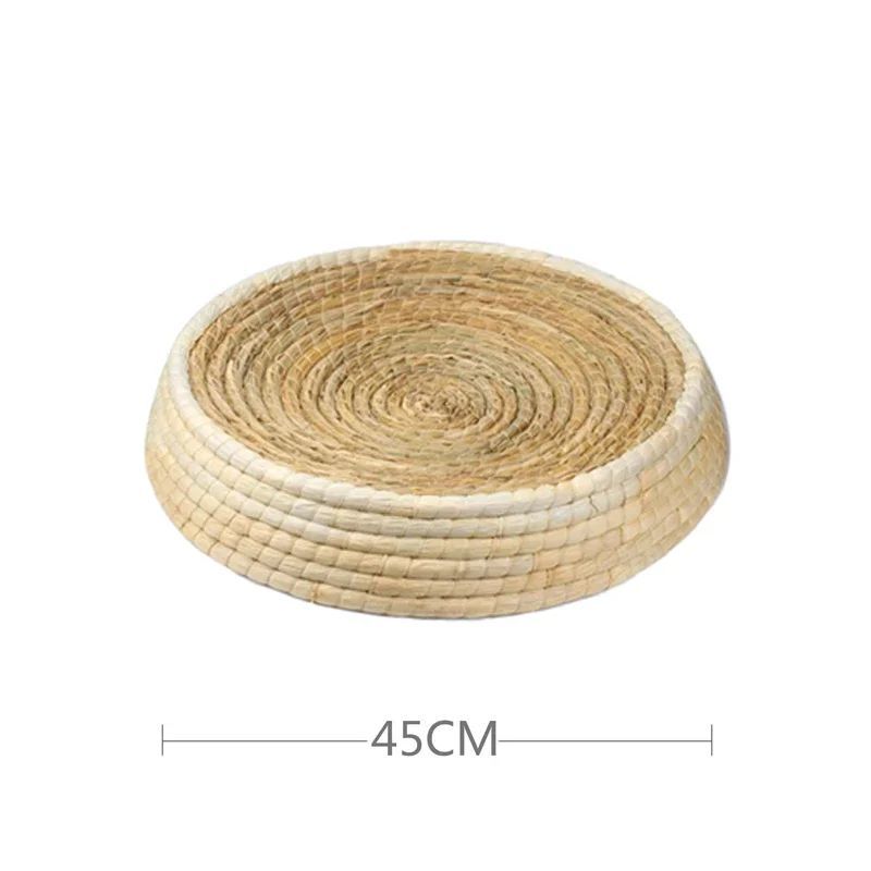 Straw Woven Cat Bed Bird Nest Cat Scratching Board Bowl-Shaped Pet Nest Cat Toy Supplies Hand-Woven Puppy Kennel Cat Straw Bed