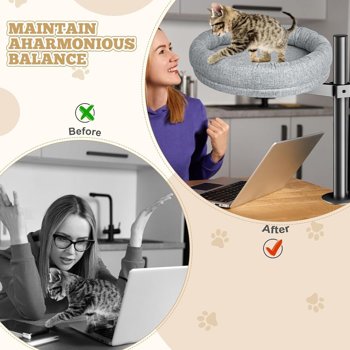 Cat Nest Round Rotating Adjustable Height