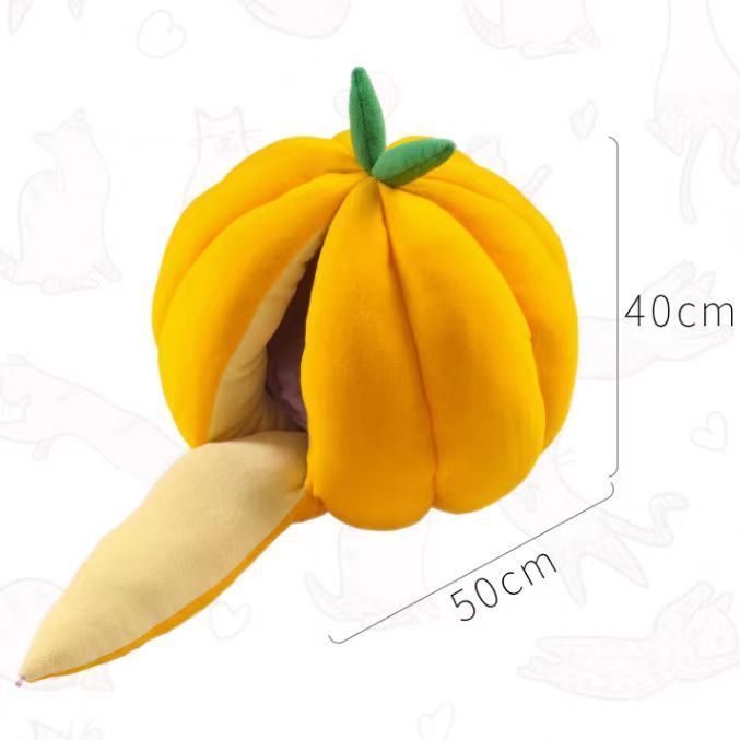 Cat House Pet Bed Pumpkin Nest Cattery Deep Sleep Keep Warm In Winter Semi-enclosed Cat Sleeping Bag Kennel Cat Products