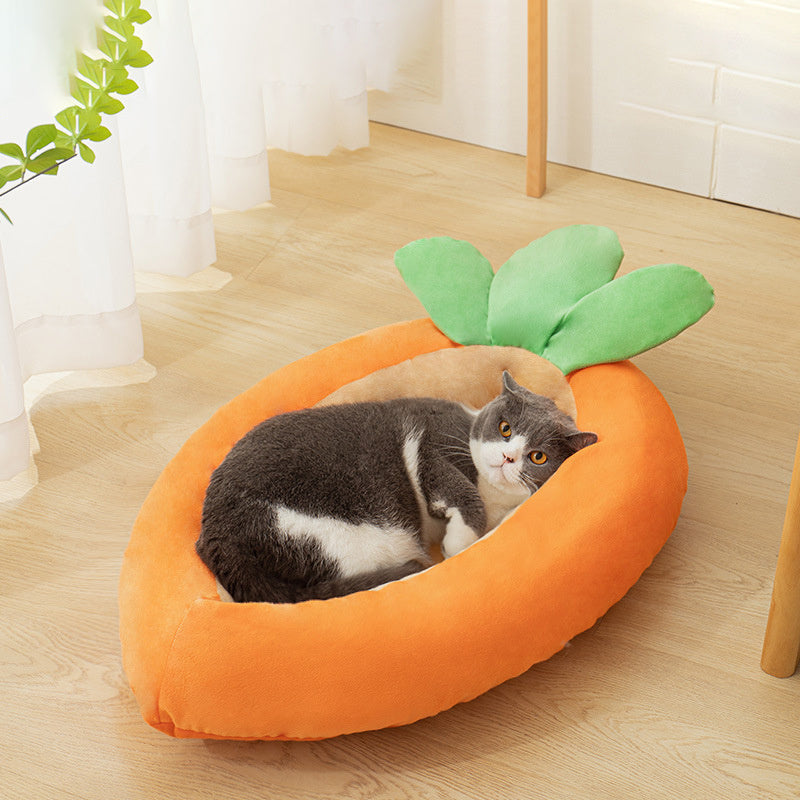 Carrot Dog Nesting Bed With Washable Soft And Breathable Blanket Small And Medium Pet Bed Puppy Cushion