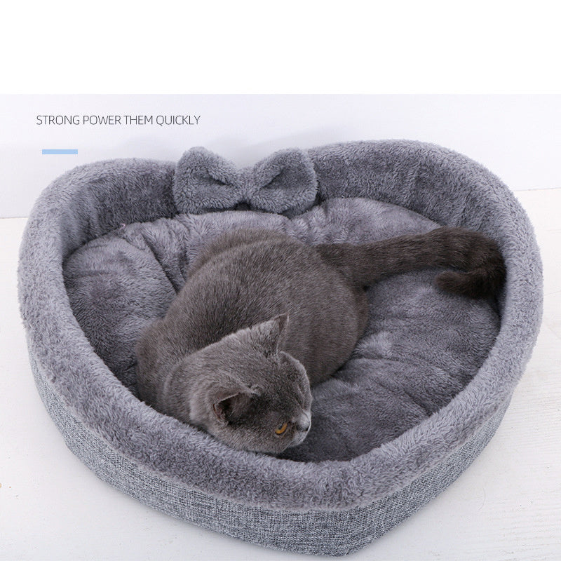 Summer Kennel For Cat Dog Bed Pet Nest Small And Medium Nest Heart-shaped Mat Stuffed Kennel Universal For All Four Seasons