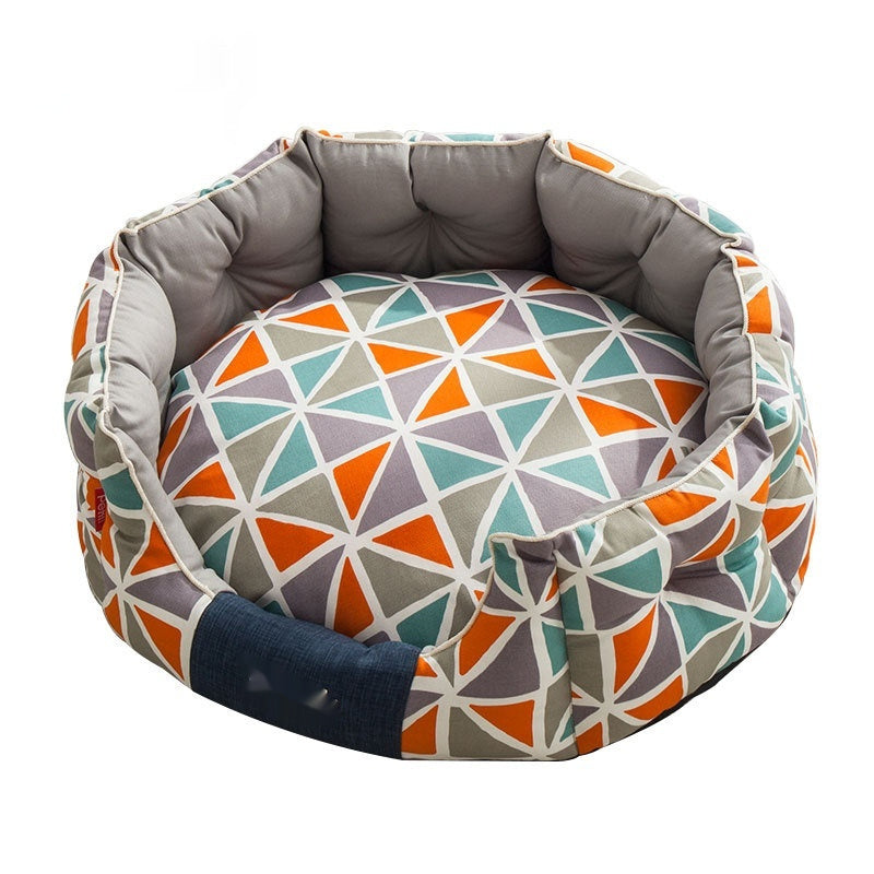 Round Kennel Dog Mattress Winter Warm Removable And Washable Cat Nest
