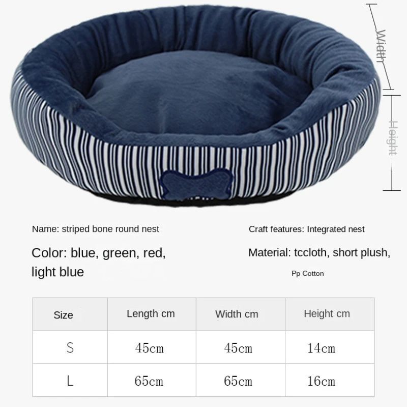 Round Striped Bone Nest For Pets Pomeranian Nest For Small And Medium Dogs Universal For All Four Seasons