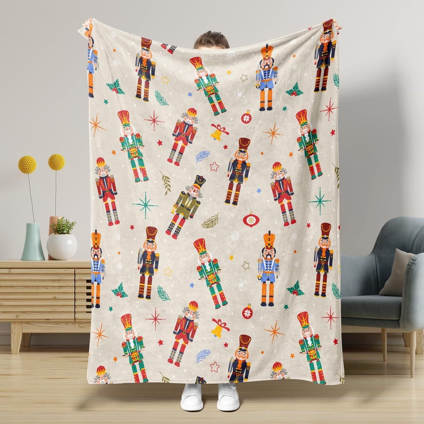 Nutcracker Pattern Blanket Boy Girl Christmas Gift Four Seasons Universal Suitable For Bed Sofa Decoration