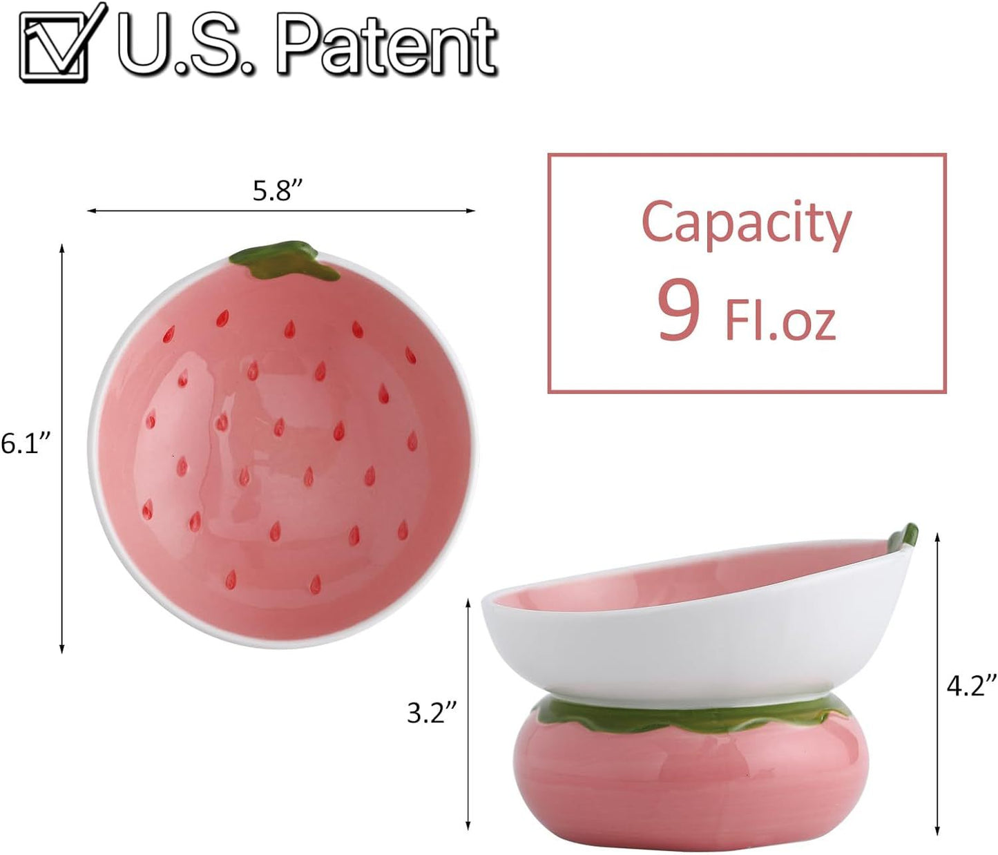 Ceramic Raised Cat Food Bowl - Pink Elevated Dish For Indoor Cats With Anti-Vomiting And Spinal Protection