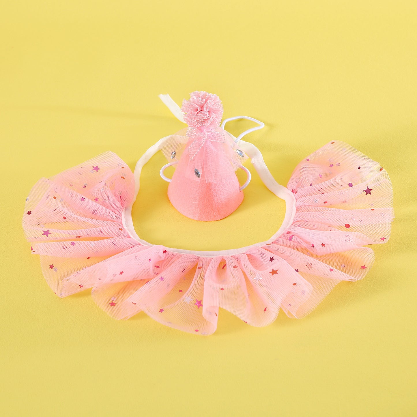 Pet Sequin Lace Bib Rhinestone Gauze Skirt Felt Hat