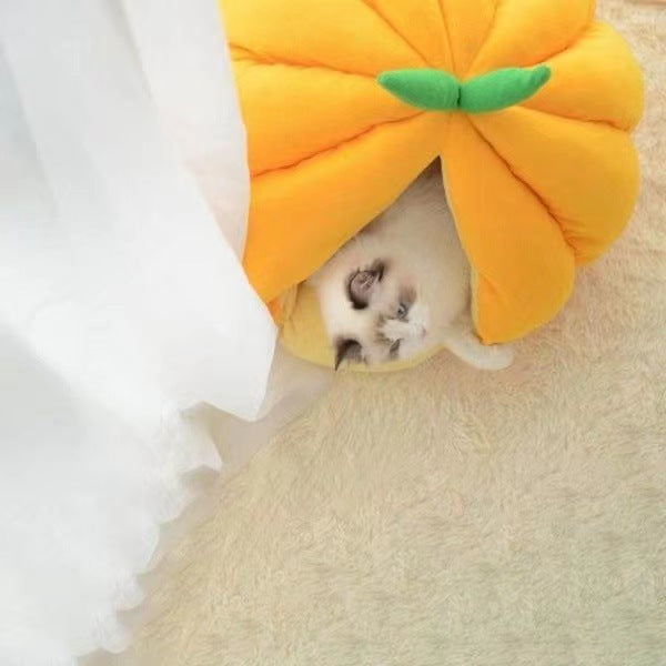 Cat House Pet Bed Pumpkin Nest Cattery Deep Sleep Keep Warm In Winter Semi-enclosed Cat Sleeping Bag Kennel Cat Products