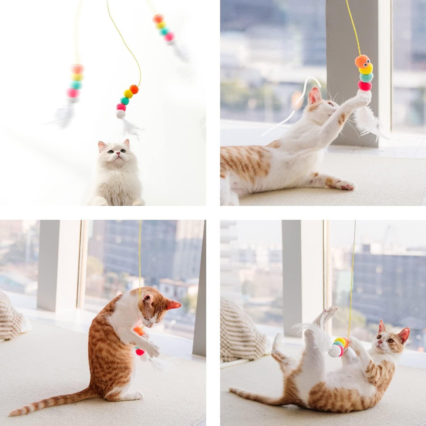 Cat Toys For Indoor Cats Interactive Cat Toys For Indoor Cats 200cm Hanging Cat Toy Self-Excited Retractable Nylon Stress Relief Cat Catnip Swing