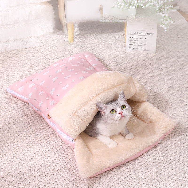 Soft And Comfortable Cat Bed Warm Pet Room With Detachable Mat And Foldable Design For Easy Storage Of Cat Sleeping Bags Dog Bed
