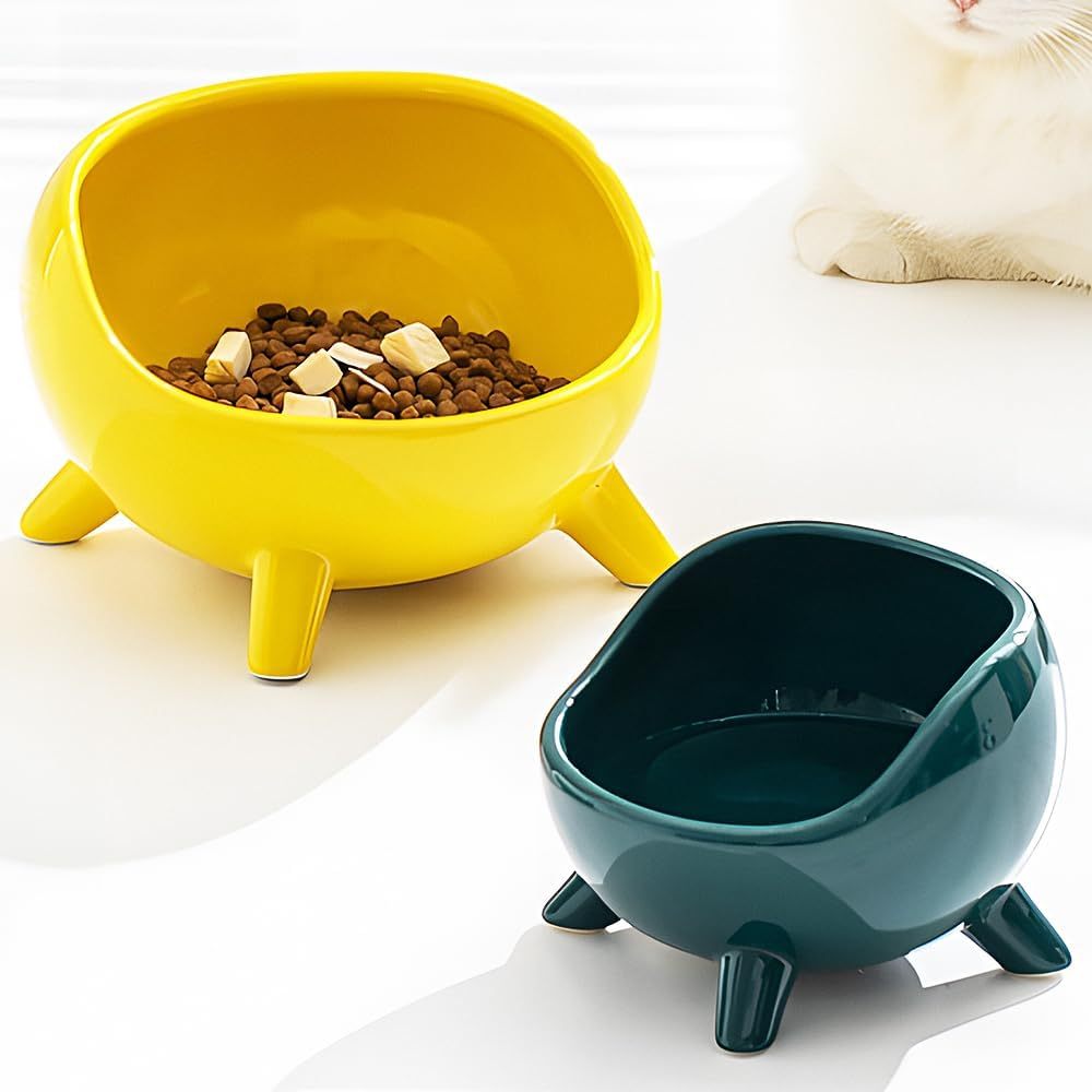 Cat Food Bowl For Cats And Small Dog Four-Legs Ceramic Cat Food And Water Bowls For Indoor Cute Cat Stability Food Dish