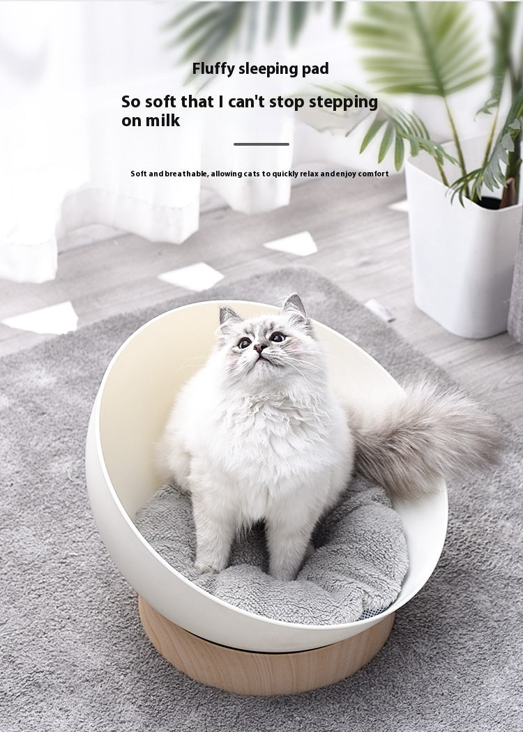 Creative Plastic Wood Grain Base Open Cat Nest