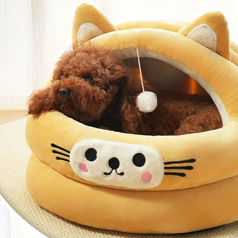 Cat Bed Semi-Enclosed Thickened Cat Ear Pet Nest Warm Pet Supplies For Autumn And Winter Universal Nest For All Seasons
