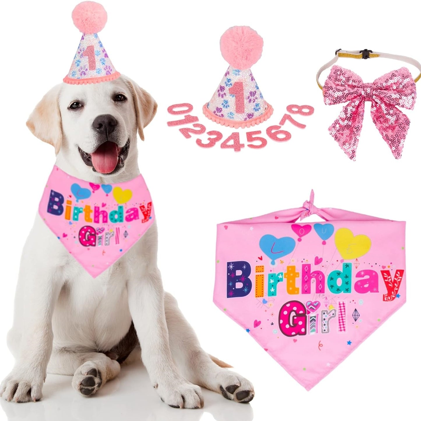 Dog Birthday Party Supplies Boy Girl Dog Birthday Hat With Numbers Dog Puppy Birthday Bandana Hat Bow Puppy Birthday Hat