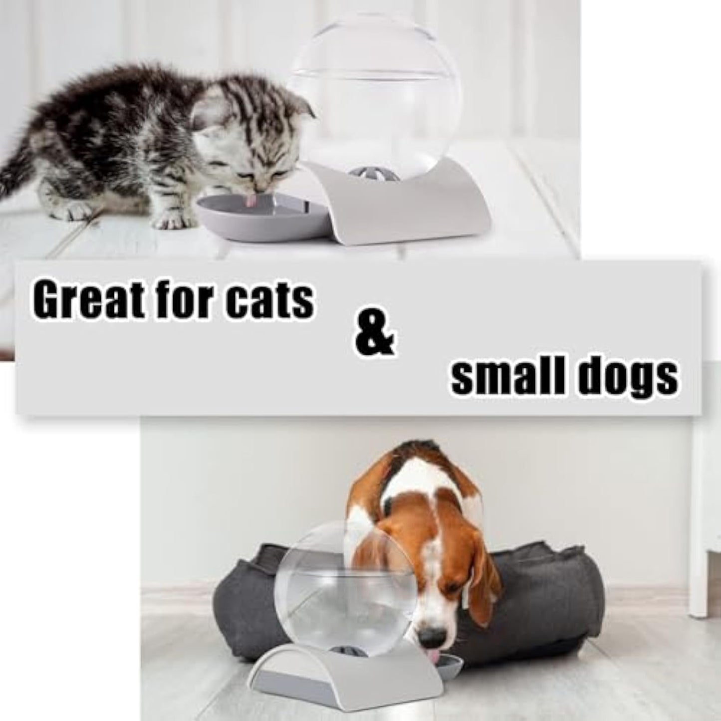 Pet Water Dispenser 2.8L Automatic Gravity Cat Water Dispenser For Cats Dogs & Rabbit Detachable Cat Dog Water Dish Feeder With Spherical Waterer Bubble