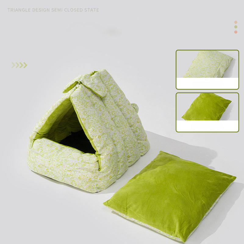 New Rabbit Triangle Nest, Semi-enclosed Cat And Dog Nest, Thickened, Suitable For All Seasons, Double-sided Use Pet Nest