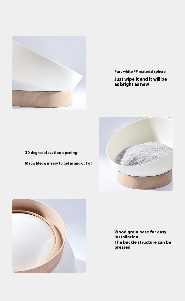 Creative Plastic Wood Grain Base Open Cat Nest