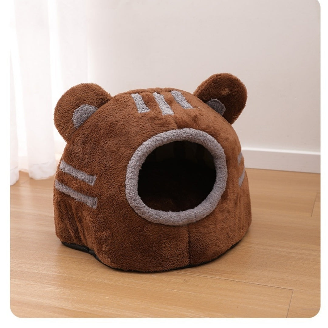 Semi-closed Design Bear Head Cat Nest Detachable Autumn And Winter Warm Thickened