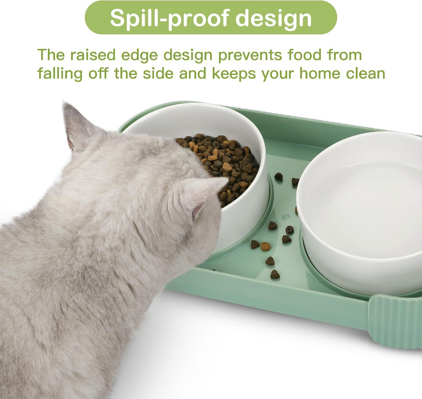 Ceramic Elevated Cat Bowls For Indoor Cats 15 Tilted Stand Anti Vomiting Raised Cat Food And Water Bowls Set Raised Cat Bowls With Non Slip Cat Bowl No Spill Bowl Dishes For Cats And Puppy