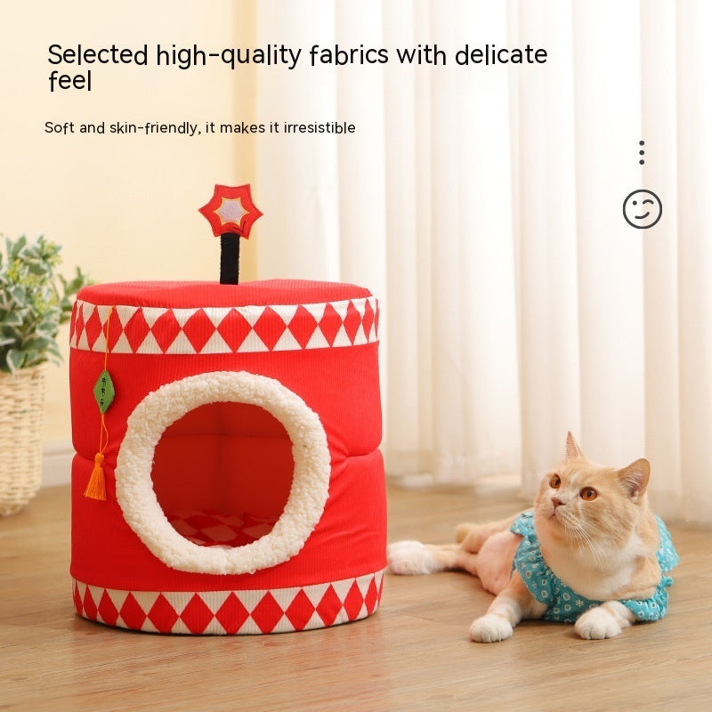 Lucky Persimmon Festive Gift Box Warm Pet Cat Nest
