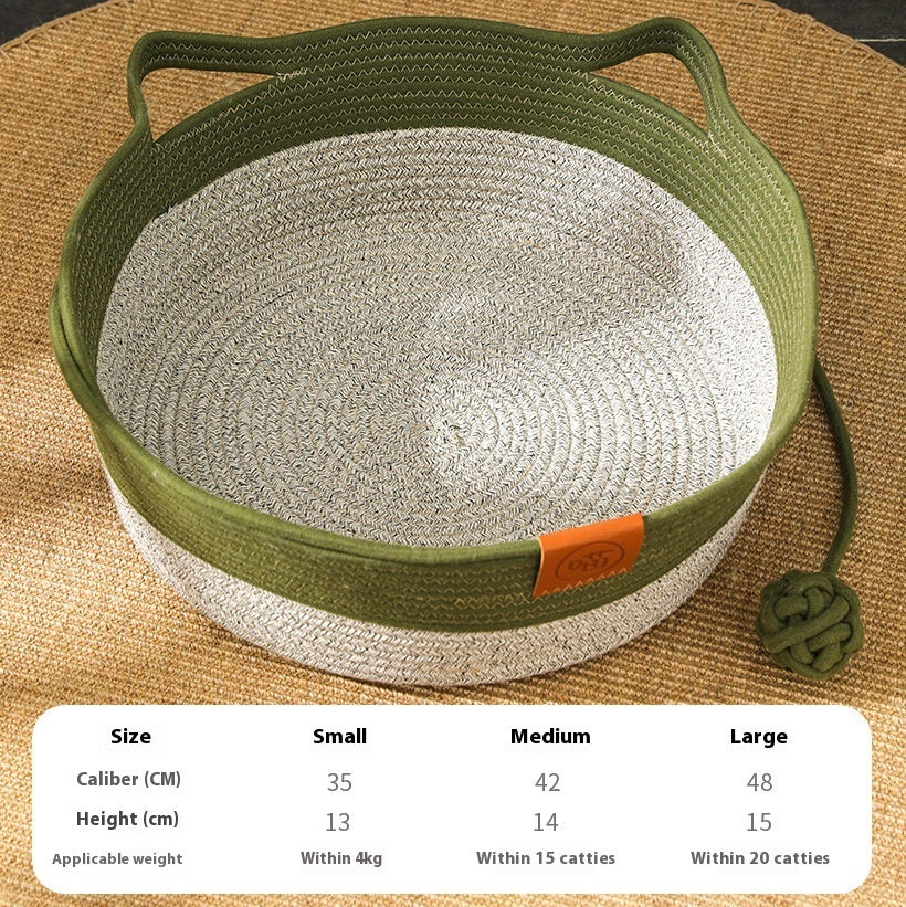 Cotton String Stitching Cute Woven Cat Nest Mat