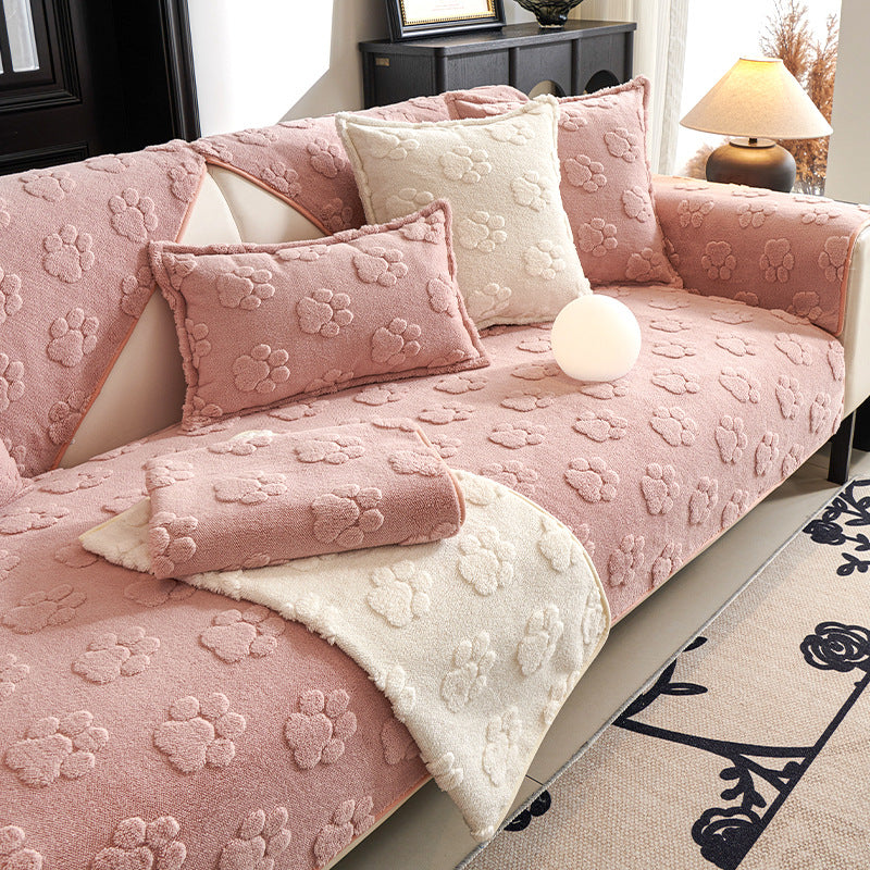 Thickened Fleece Cream Style Simple Non-slip Sofa Cushion