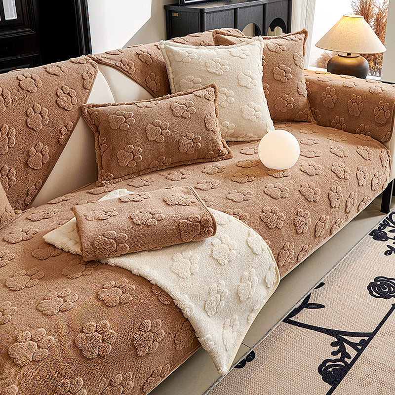 Thickened Fleece Cream Style Simple Non-slip Sofa Cushion