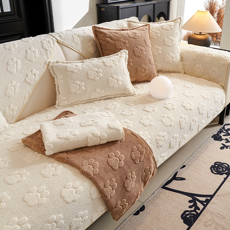 Thickened Fleece Cream Style Simple Non-slip Sofa Cushion