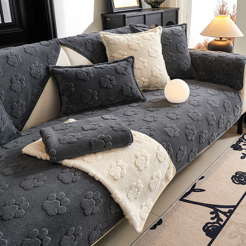 Thickened Fleece Cream Style Simple Non-slip Sofa Cushion