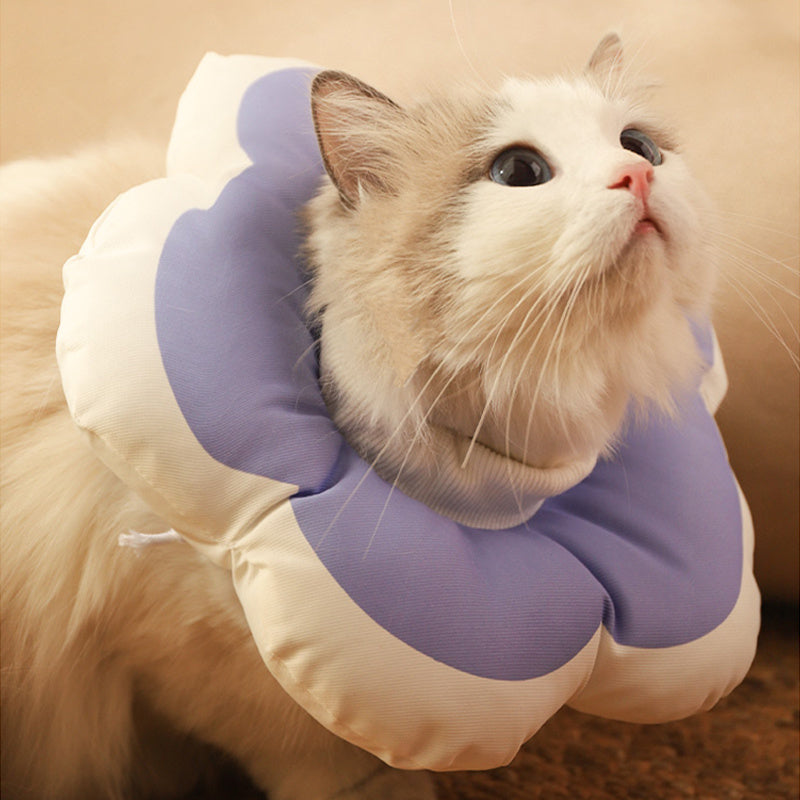 Cat Flower Cotton Neck Pet Collar Adjustable Anti-Bite Surgery Cute Solar Flower Neck Cone Beauty Head Cover