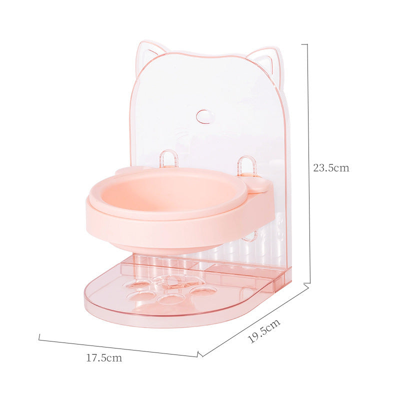 Bowl With Cat Ears For Pets Neck Protection Fixed Anti Spill Adjustable Height Cat Feeding Water Supply Removable Hanging Cage