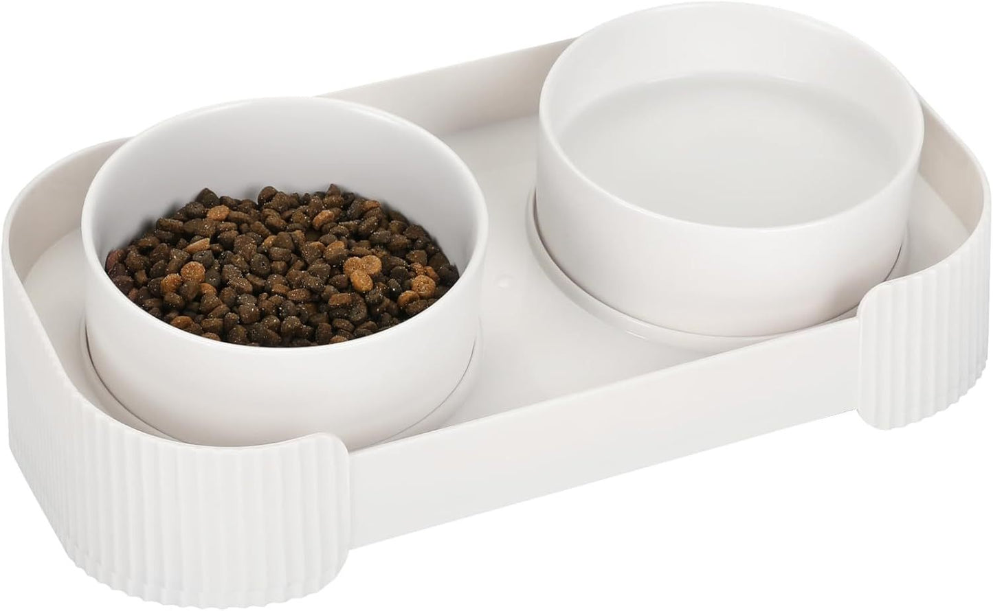 Ceramic Elevated Cat Bowls For Indoor Cats 15 Tilted Stand Anti Vomiting Raised Cat Food And Water Bowls Set Raised Cat Bowls With Non Slip Cat Bowl No Spill Bowl Dishes For Cats And Puppy