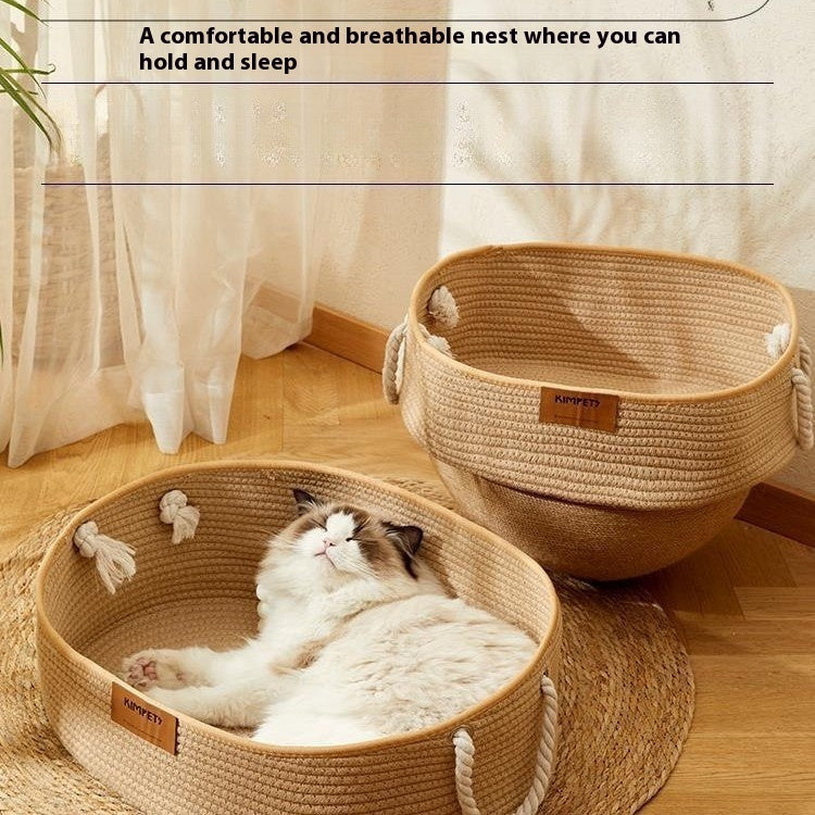 Cat Nest Summer Chopsticks Nest Four Seasons Universal Woven Cotton And Linen Basket
