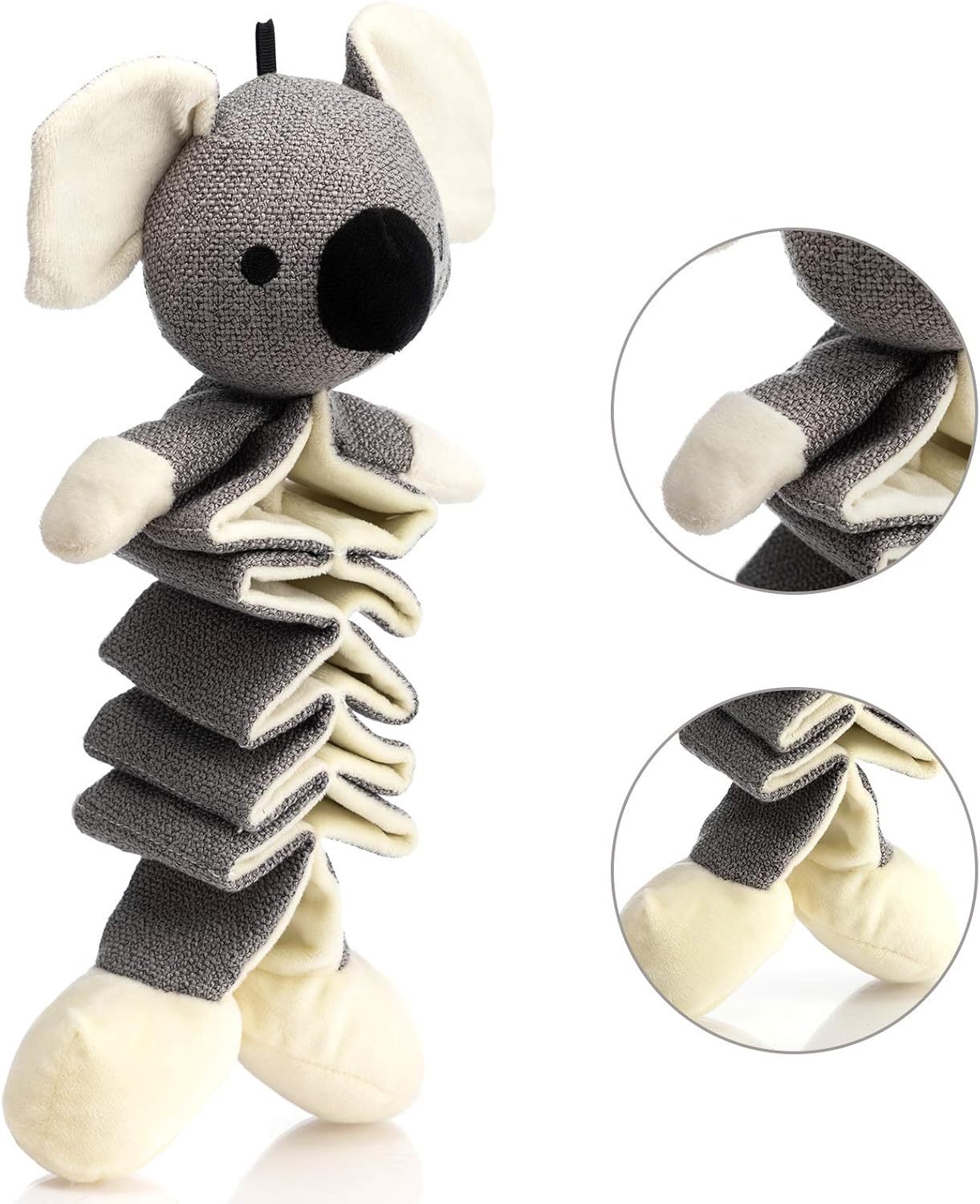 Hollypet Dog Toys Squeaky Toy Partial Stuffed Animal With Crinkle Paper Relieve Boredom For Small Medium And Large Dogs Gray Koala